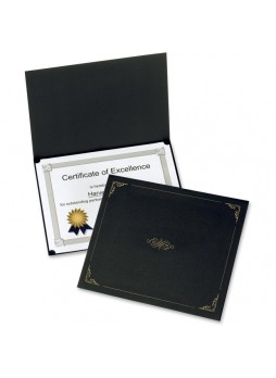 Certificate holder, Letter - 8.50" Width x 11" Sheet Size - Linen - Black - Recycled - 5 / Pack - oxf29900055bgd